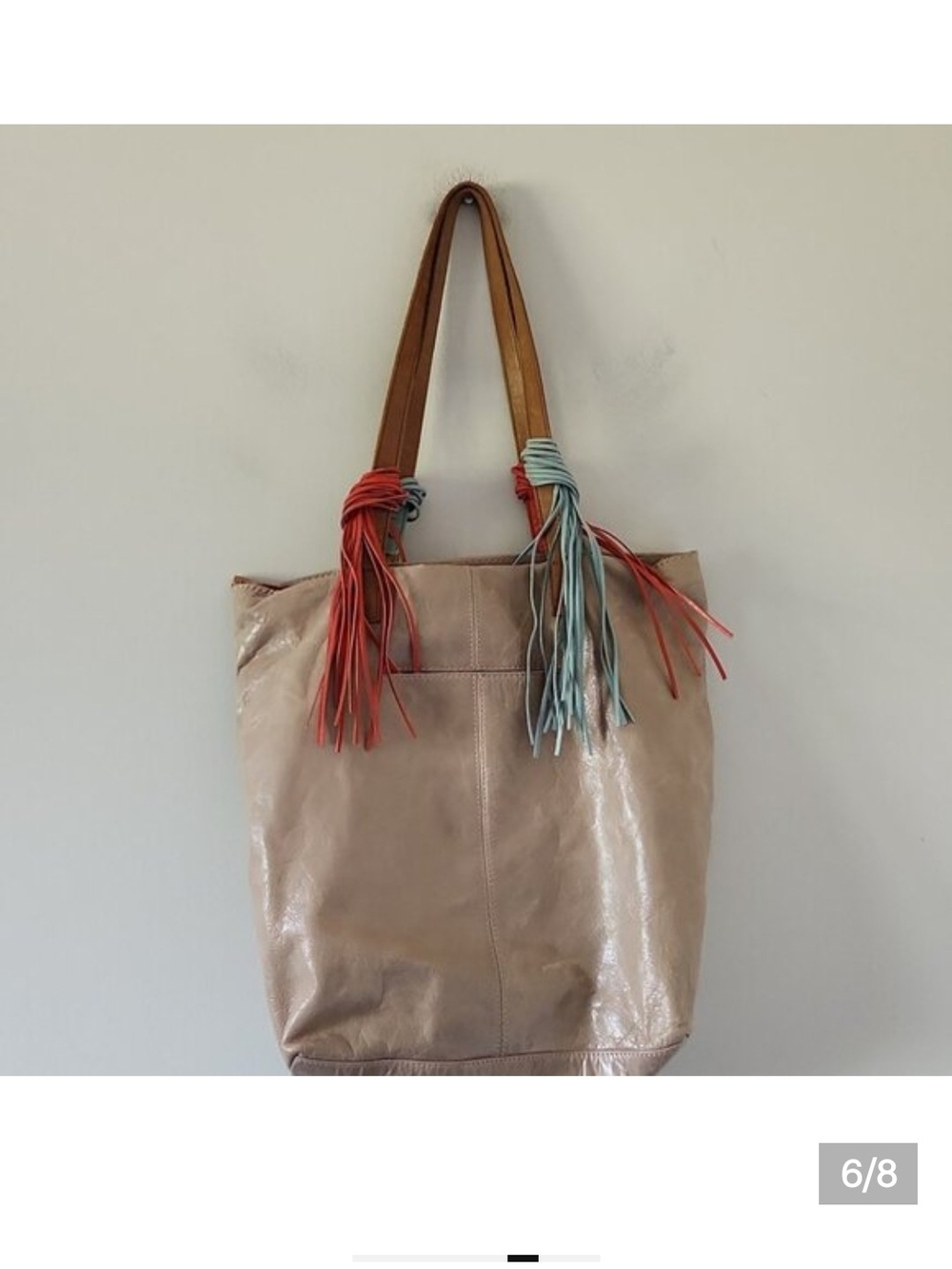 THE SAK – Leather Tote Bag with Coral & Aqua Tassels